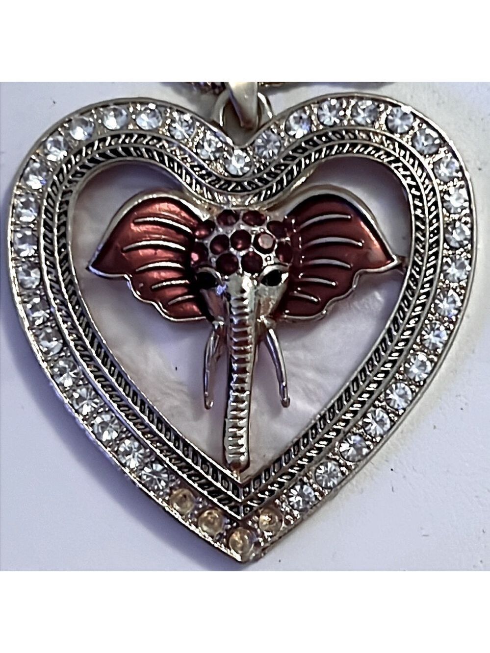 Betsey Johnson Gold Heart Elephant Crystal Necklace